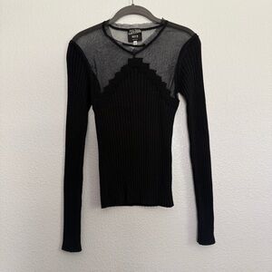 Vintage JPG Jean Paul Gaultier Mesh Long Sleeve Sweater Top in Black Medium